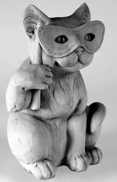 Cat With Mask Halloween Sculpture